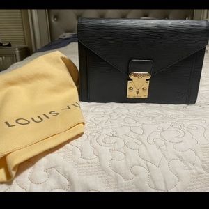 Authentic Black Envelope Louis Vuitton Bag with Epi Leather & gold hardware